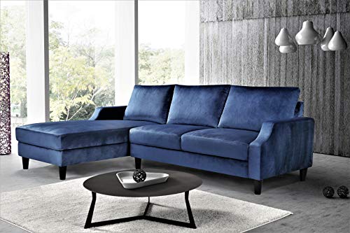 US Pride Furniture AS0156-L L-Shape Sofa with Wide Chaise Lounge, Dark Blue