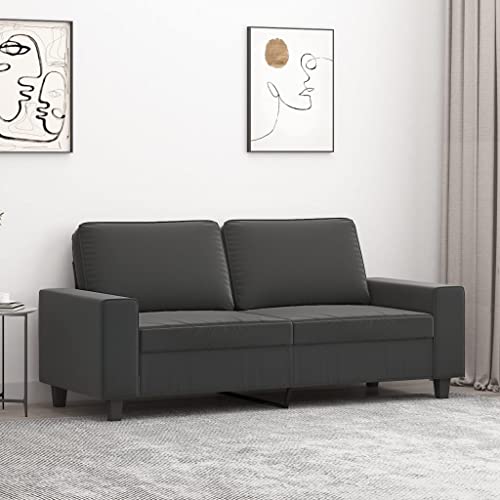 Matalde 2-Seater Sofa Dark Gray 55.1" Microfiber Fabric, Weight-52.69 lbs