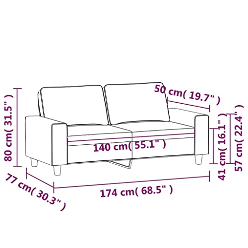 Matalde 2-Seater Sofa Dark Gray 55.1" Microfiber Fabric, Weight-52.69 lbs