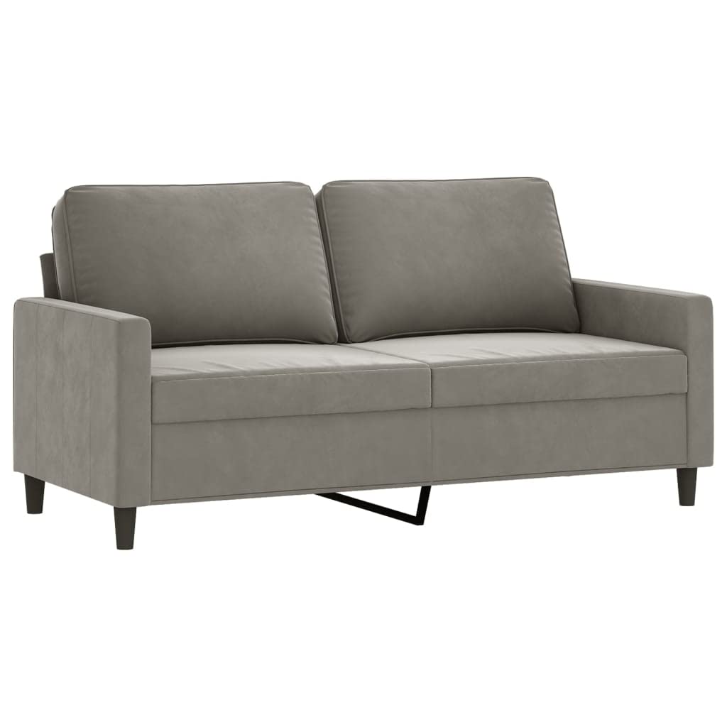 GOLINPEILO 2-Seater Sofa Light Gray 55.1" Velvet, 62.2" x 30.3" x 31.5", (Style B)