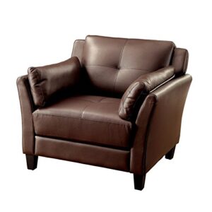 Furniture of America Tonia Contemporary 3-Piece Faux Leather Sofa Set in Brown