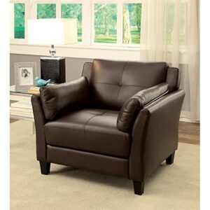 Furniture of America Tonia Contemporary 3-Piece Faux Leather Sofa Set in Brown