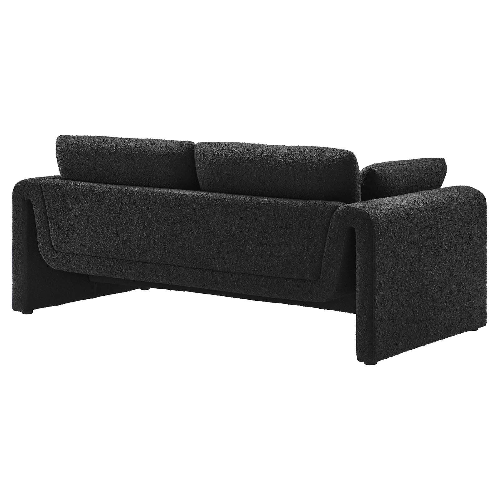 Modway Waverly Boucle Fabric Sofa in Black-Unique Wavy Design