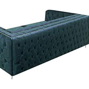 ICE ARMOR 2Pc Living Room Set Loveseat in Dark Teal Velvet Sofas