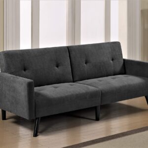 US Pride Furniture Velvet Square Arm Sofa Bed Sofabed, Dark Grey