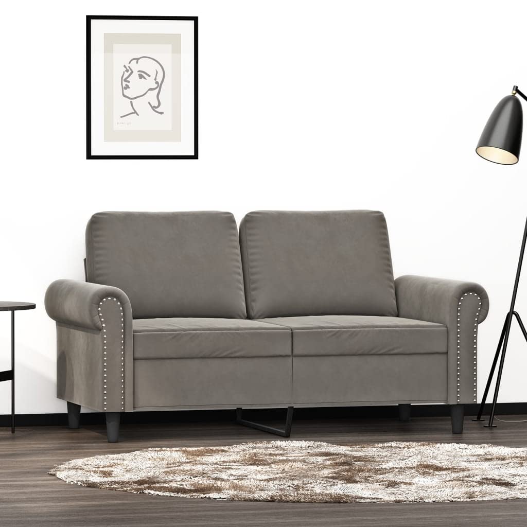 SKM 2-Seater Sofa Light Gray 47.2" Velvet (23.5 KG/51.7 LBS)