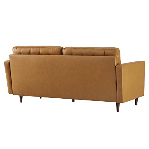 Modway Exalt Modern Style Tufted Vegan Leather Sofa in Tan Finish