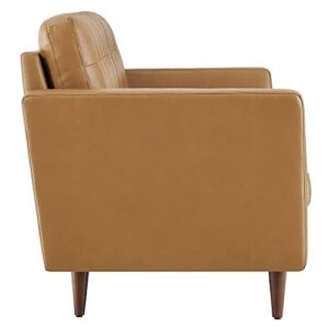 Modway Exalt Modern Style Tufted Vegan Leather Sofa in Tan Finish