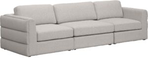 meridian furniture beckham collection modern | contemporary linen textured polyester modular sofa, 114" wide, beige