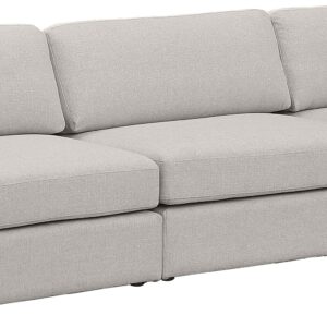 Meridian Furniture Beckham Collection Modern | Contemporary Linen Textured Polyester Modular Sofa, 114" Wide, Beige