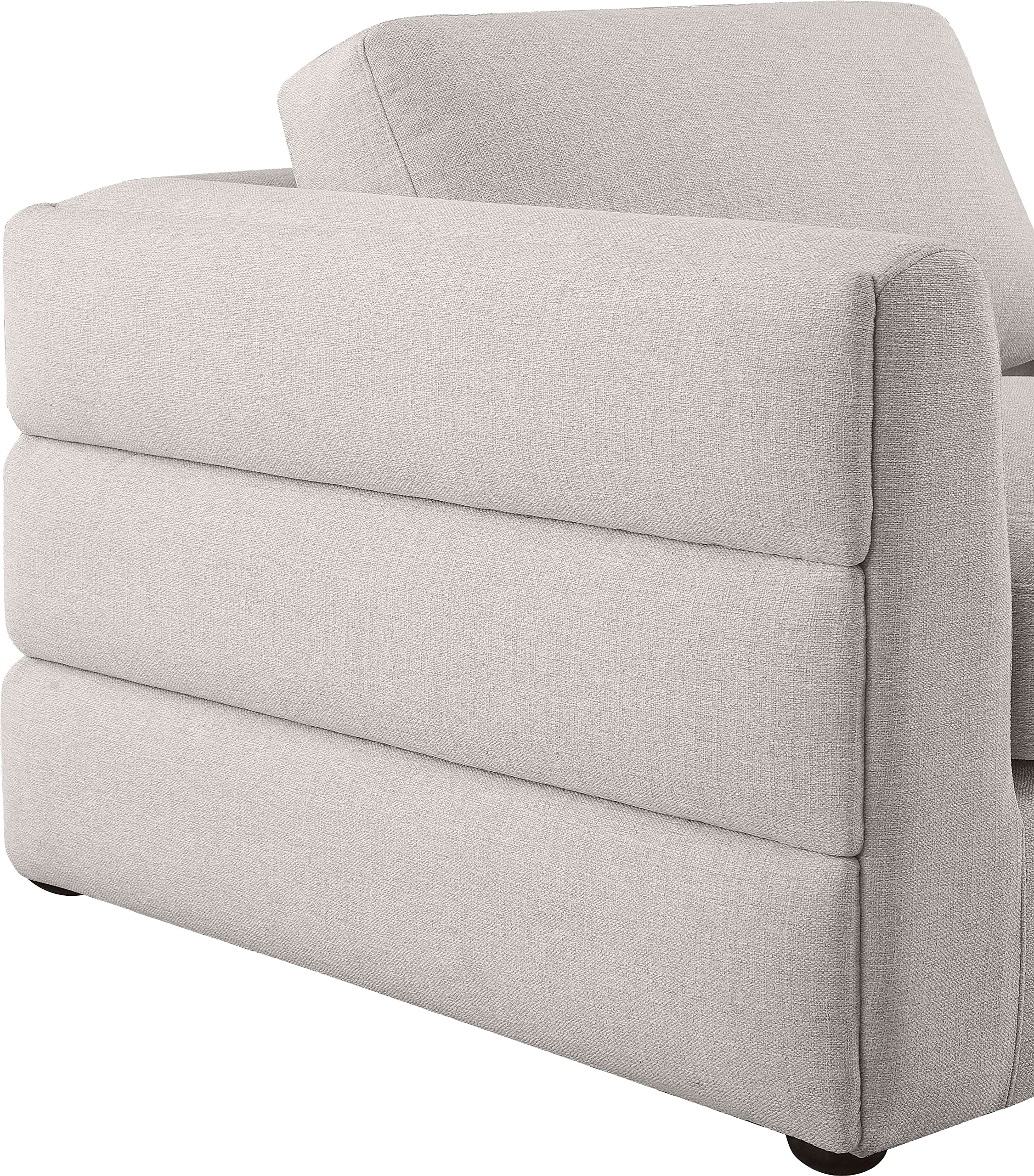 Meridian Furniture Beckham Collection Modern | Contemporary Linen Textured Polyester Modular Sofa, 114" Wide, Beige