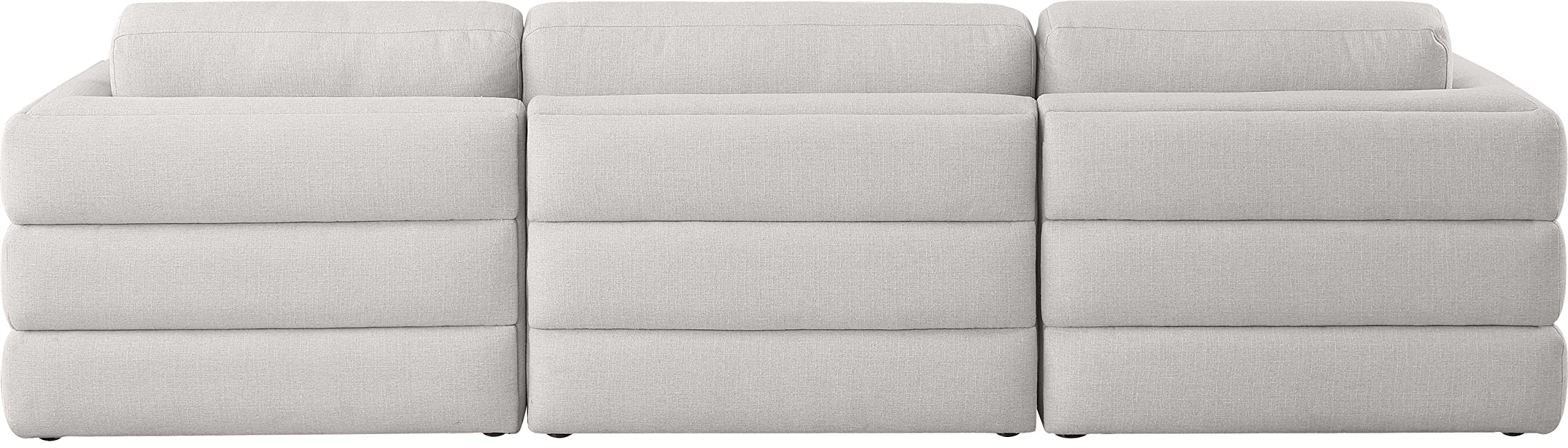 Meridian Furniture Beckham Collection Modern | Contemporary Linen Textured Polyester Modular Sofa, 114" Wide, Beige