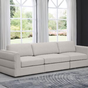 Meridian Furniture Beckham Collection Modern | Contemporary Linen Textured Polyester Modular Sofa, 114" Wide, Beige