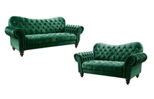 ice armor 2pc living room set loveseat in green velvet sofas