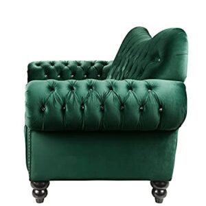 ICE ARMOR 2Pc Living Room Set Loveseat in Green Velvet Sofas