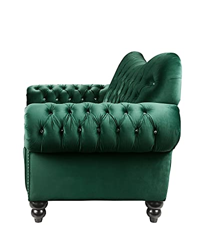 ICE ARMOR 2Pc Living Room Set Loveseat in Green Velvet Sofas