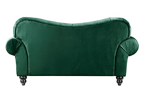 ICE ARMOR 2Pc Living Room Set Loveseat in Green Velvet Sofas