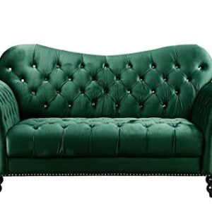 ICE ARMOR 2Pc Living Room Set Loveseat in Green Velvet Sofas