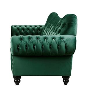 ICE ARMOR 2Pc Living Room Set Loveseat in Green Velvet Sofas