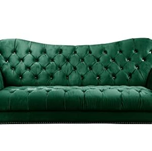 ICE ARMOR 2Pc Living Room Set Loveseat in Green Velvet Sofas