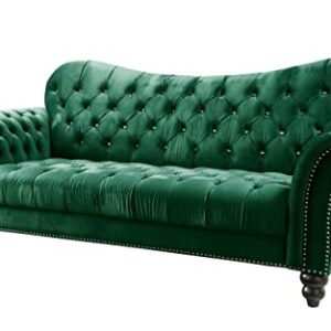 ICE ARMOR 2Pc Living Room Set Loveseat in Green Velvet Sofas