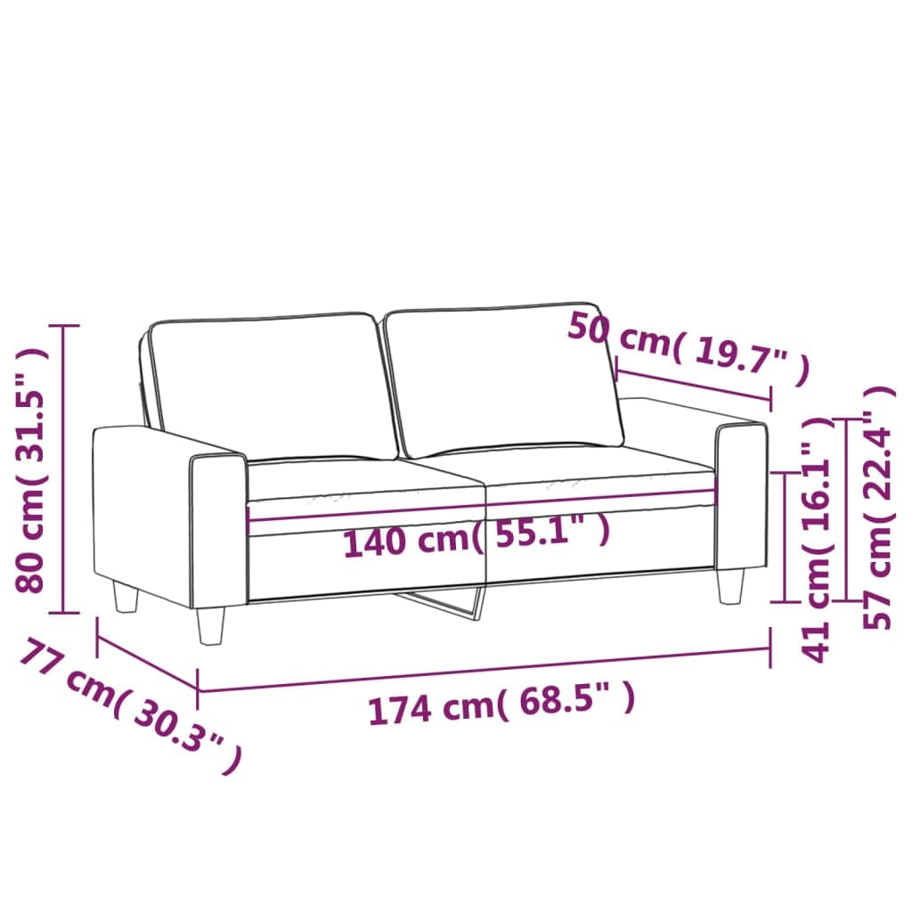 SKM 2-Seater Sofa Dark Gray 55.1" Microfiber Fabric (23.9 KG/52.58 LBS)