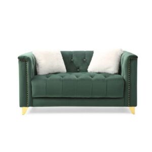 aybihous3 russell tufted upholstery 2 pc living room set finished in velvet fabric in blue (green)