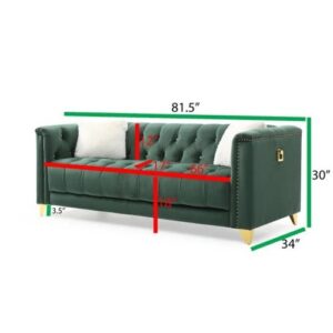 Aybihous3 Russell Tufted Upholstery 2 Pc Living Room Set Finished in Velvet Fabric in Blue (Green)