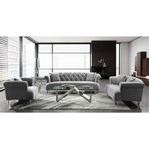 MAKLAINE Modern Velvet Upholstered Sofa with Acrylic Legs in Gray