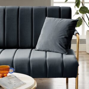 Majnesvon 61" Modern Loveseat Sofa Couch,Cashmere Fabric Small Love Seat w/2 Pillows and Metal Legs,2-Seater Upholstered Mini Sofa Couches for Small Space,Living Room Bedroom Apartments (Dark Grey)