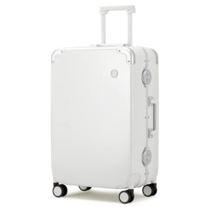 mixi carry on luggage 20'' travel suitcase rolling luggage aluminum frame pc hardside with spinner wheels & tsa lock - smoke white