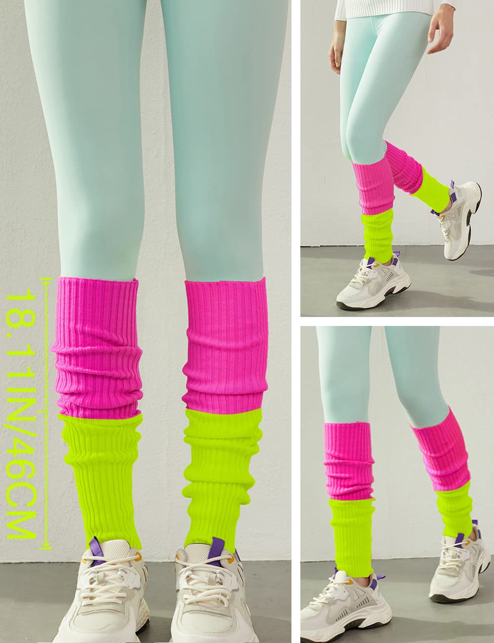 v28 Women Juniors 80s Eighty's Ribbed Leg Warmers for Party Sports(mixi)