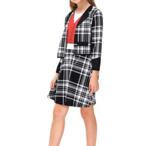 Halloween Little Girls Buffalo Plaid Clueless Schoolgirl Cher Skirt Set Mixi Dresses Black 10 Years