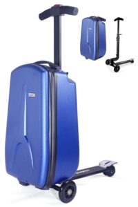 mrplum scooter luggage detachable ride on suitcase scooter for kids age 4-15,carry-on luggage airline approved,multifunctional travel trolley kids scooter suitcase blue