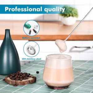 Venigo Handheld Milk Frother, Battery Operated Electric Foam Maker for Drink Mixer, Perfect for Bulletproof Coffee, Matcha, Cappuccino And Hot Chocolate (Green)