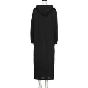 LKPJJFRG High Waist Smocked Flowy Tiered Mixi Dress Cowl Neck Long Sleeve Tunic Dress Tie Waist Tunic Pullover Long Dress Black