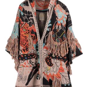 Chekanka San|Mixi Multicolor Poncho Coat for Men|Boho Chic Style|Miyuki beads|Long Coat|Inspired in the Mayan Jungle - S