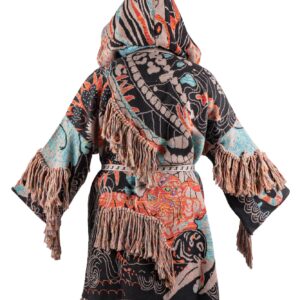 Chekanka San|Mixi Multicolor Poncho Coat for Men|Boho Chic Style|Miyuki beads|Long Coat|Inspired in the Mayan Jungle - S