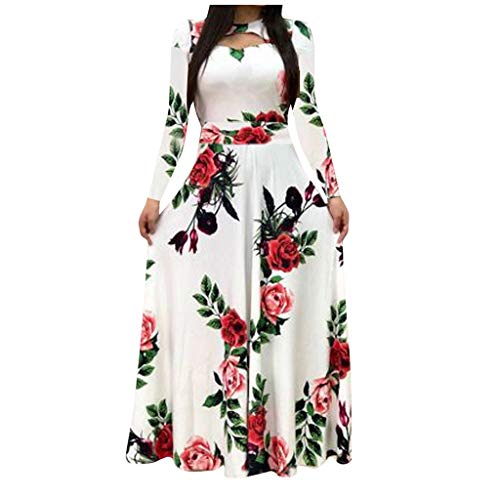 LKPJJFRG High Waist Smocked Flowy Tiered Mixi Dress Lightweight High Waist A line Dress Casual Flowy Shift Ruched Long Dress White