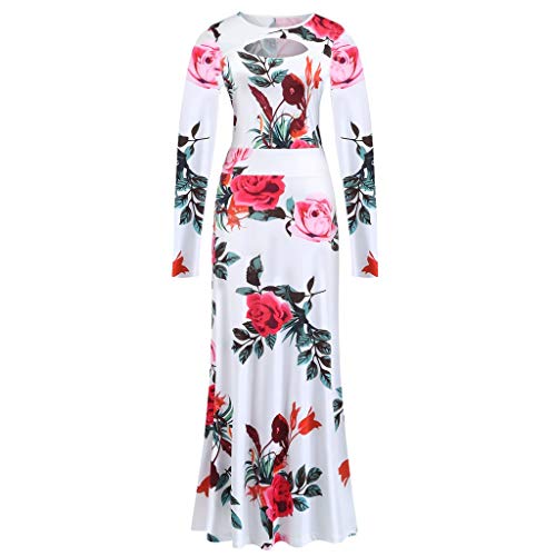 LKPJJFRG High Waist Smocked Flowy Tiered Mixi Dress Lightweight High Waist A line Dress Casual Flowy Shift Ruched Long Dress White