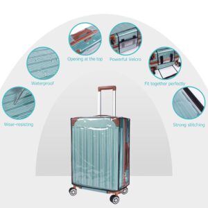 Troyesko Luggage Cover PVC Clear Suitcase Covers for Luggage Waterproof Suitcase Cover Fits 24" Wheeled Suitcase,hard sided luggage