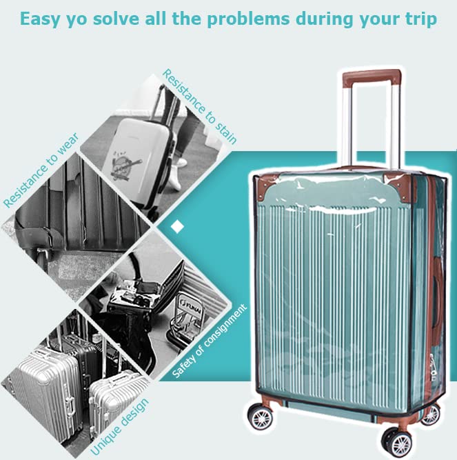 Troyesko Luggage Cover PVC Clear Suitcase Covers for Luggage Waterproof Suitcase Cover Fits 24" Wheeled Suitcase,hard sided luggage