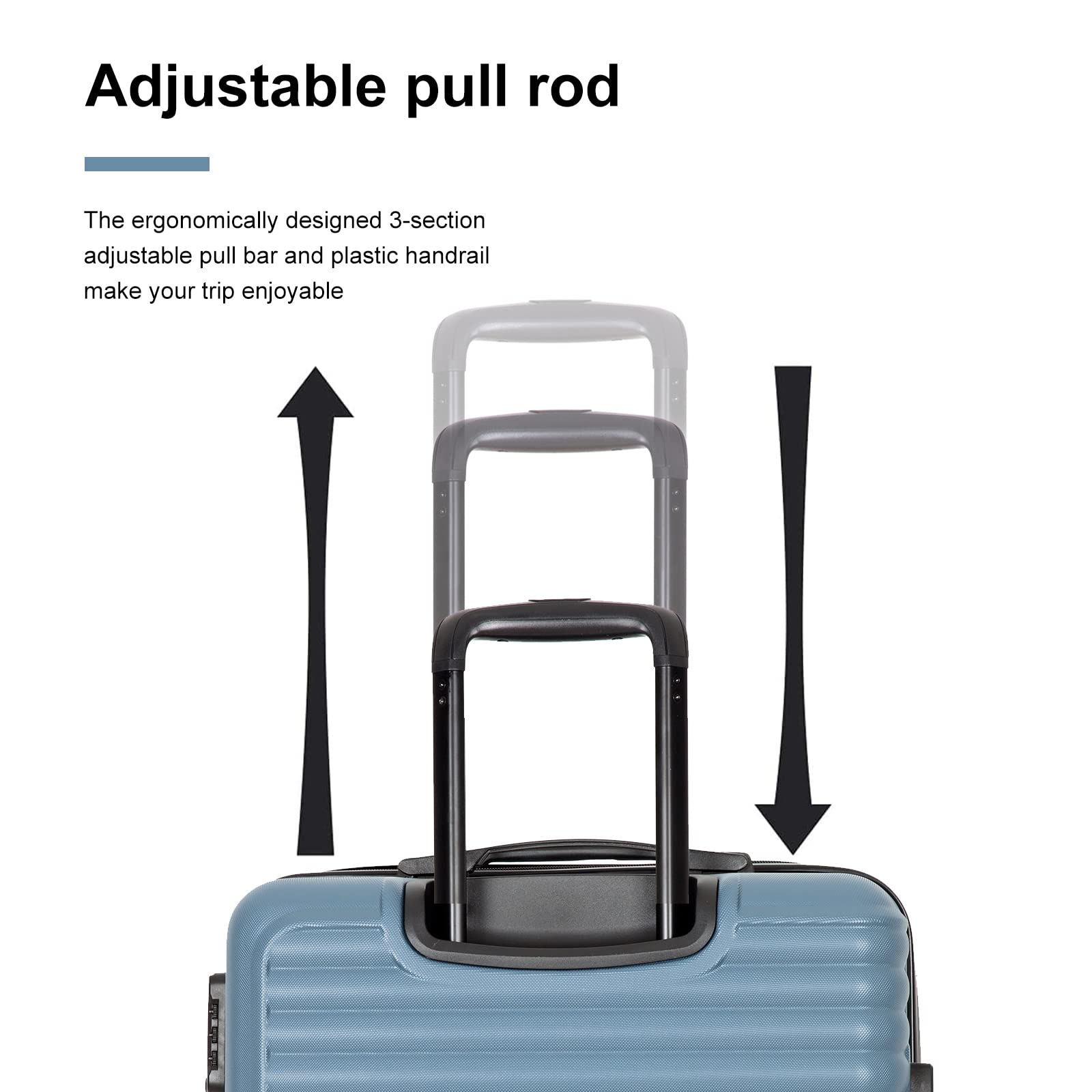 Travelhouse Amalodie Hardshell Upright Spinner Wheel Suitcase Set PP ABS, Lightweight Checked Carry-On Luggage 3-Piece Set with Spinner Wheels TSA Locks 20" 24" 28" (Jet blue)