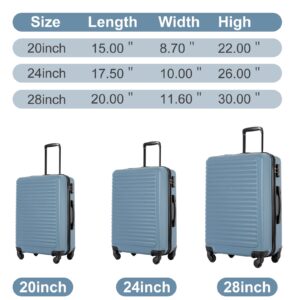 Travelhouse Amalodie Hardshell Upright Spinner Wheel Suitcase Set PP ABS, Lightweight Checked Carry-On Luggage 3-Piece Set with Spinner Wheels TSA Locks 20" 24" 28" (Jet blue)