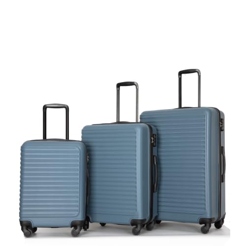 Travelhouse Amalodie Hardshell Upright Spinner Wheel Suitcase Set PP ABS, Lightweight Checked Carry-On Luggage 3-Piece Set with Spinner Wheels TSA Locks 20" 24" 28" (Jet blue)