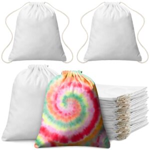 Saintrygo 60 Pcs Tie Dye Cotton Drawstring Bags Drawstring Tote Backpack Items to Tie Dye DIY Birthday Party Favor Bags