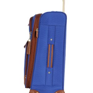 Steve Madden Designer Luggage Collection - Expandable 24 Inch Softside Bag - Durable Mid-sized Lightweight Checked Suitcase with 4-Rolling Spinner Wheels (Global Blue)