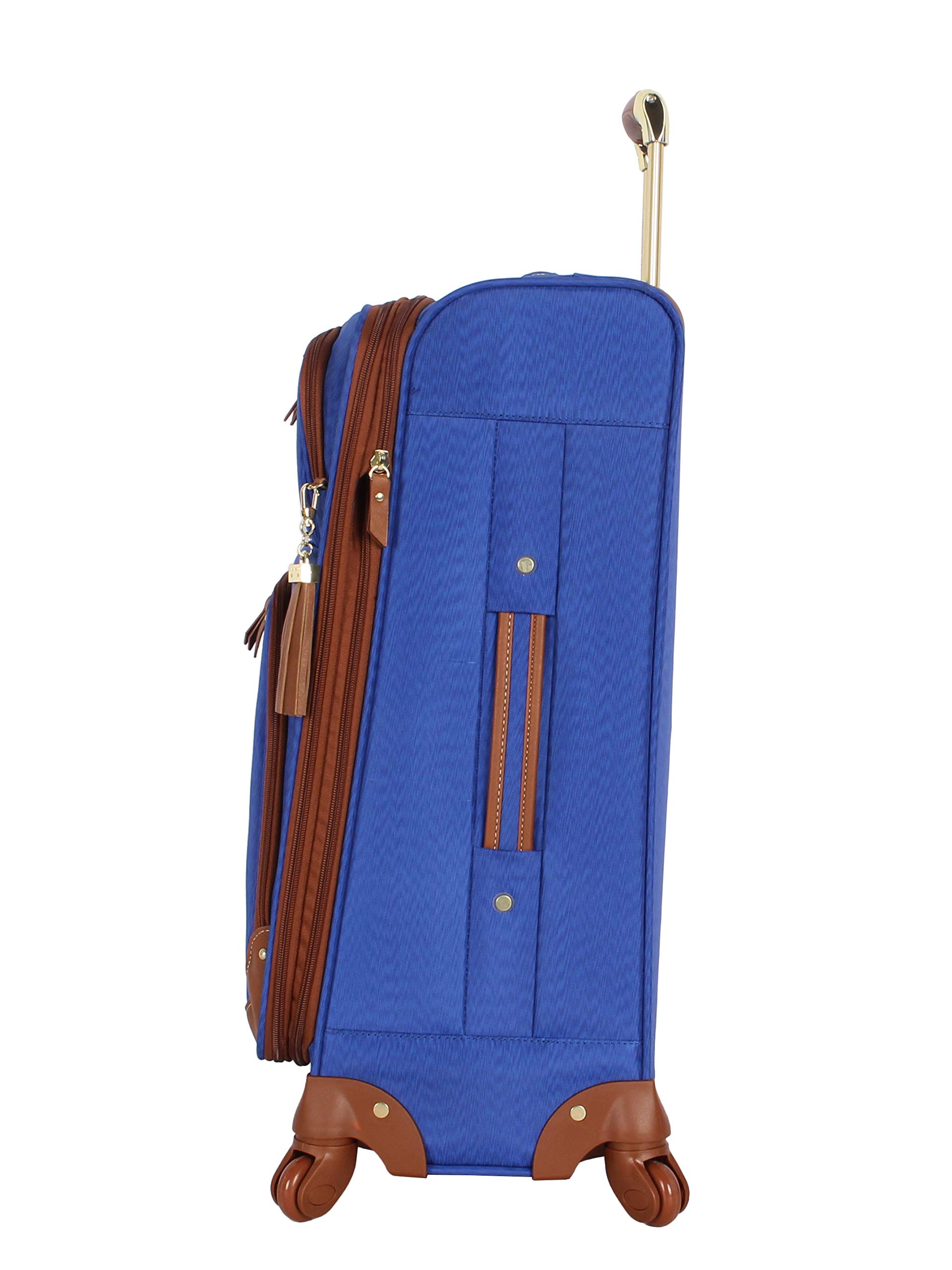 Steve Madden Designer Luggage Collection - Expandable 24 Inch Softside Bag - Durable Mid-sized Lightweight Checked Suitcase with 4-Rolling Spinner Wheels (Global Blue)