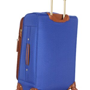 Steve Madden Designer Luggage Collection - Expandable 24 Inch Softside Bag - Durable Mid-sized Lightweight Checked Suitcase with 4-Rolling Spinner Wheels (Global Blue)