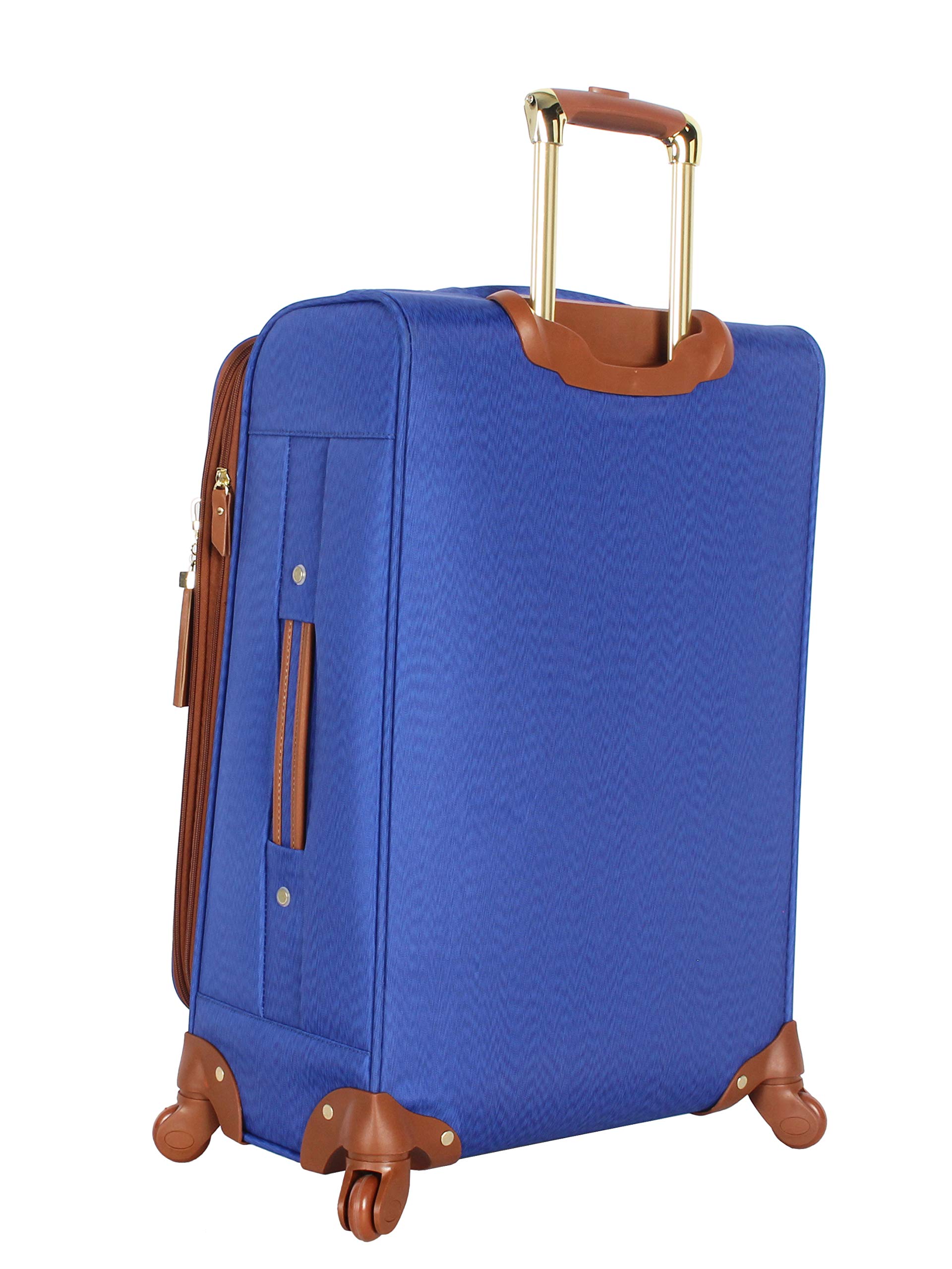 Steve Madden Designer Luggage Collection - Expandable 24 Inch Softside Bag - Durable Mid-sized Lightweight Checked Suitcase with 4-Rolling Spinner Wheels (Global Blue)